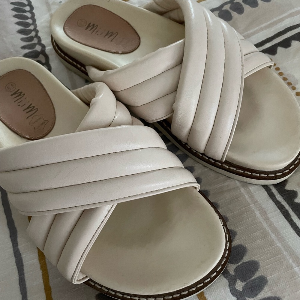 Puff Strap Slide in Ivory Size 8.5